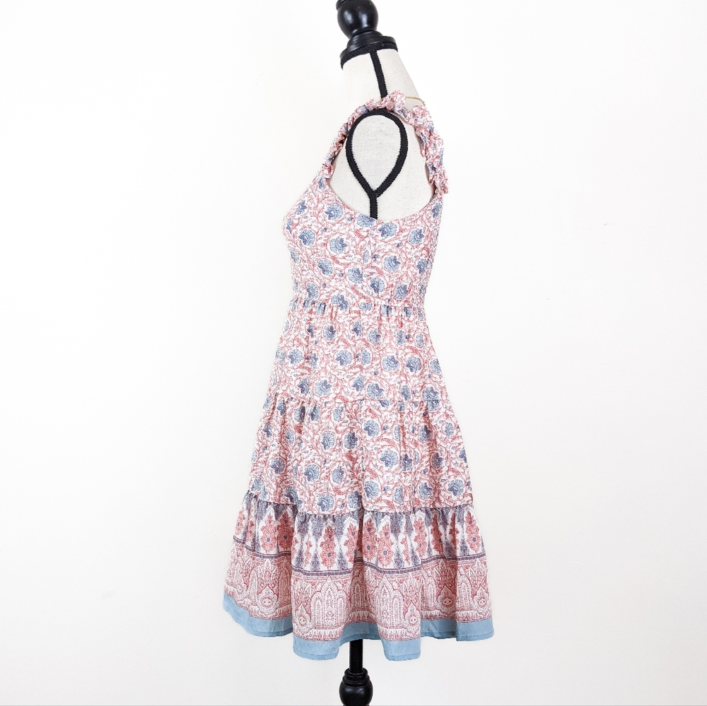 🦋LAST🦋 NWT Blu Pepper Floral Ruffle Strap Mini Dress, Size Large - Picture 4 of 8